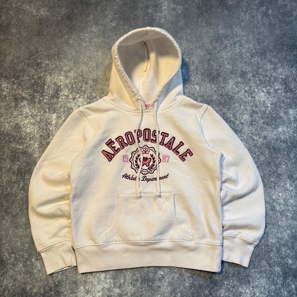 Y2K Aeropostale Graphic Hoodie Athletic Department Women's‎ XXS White